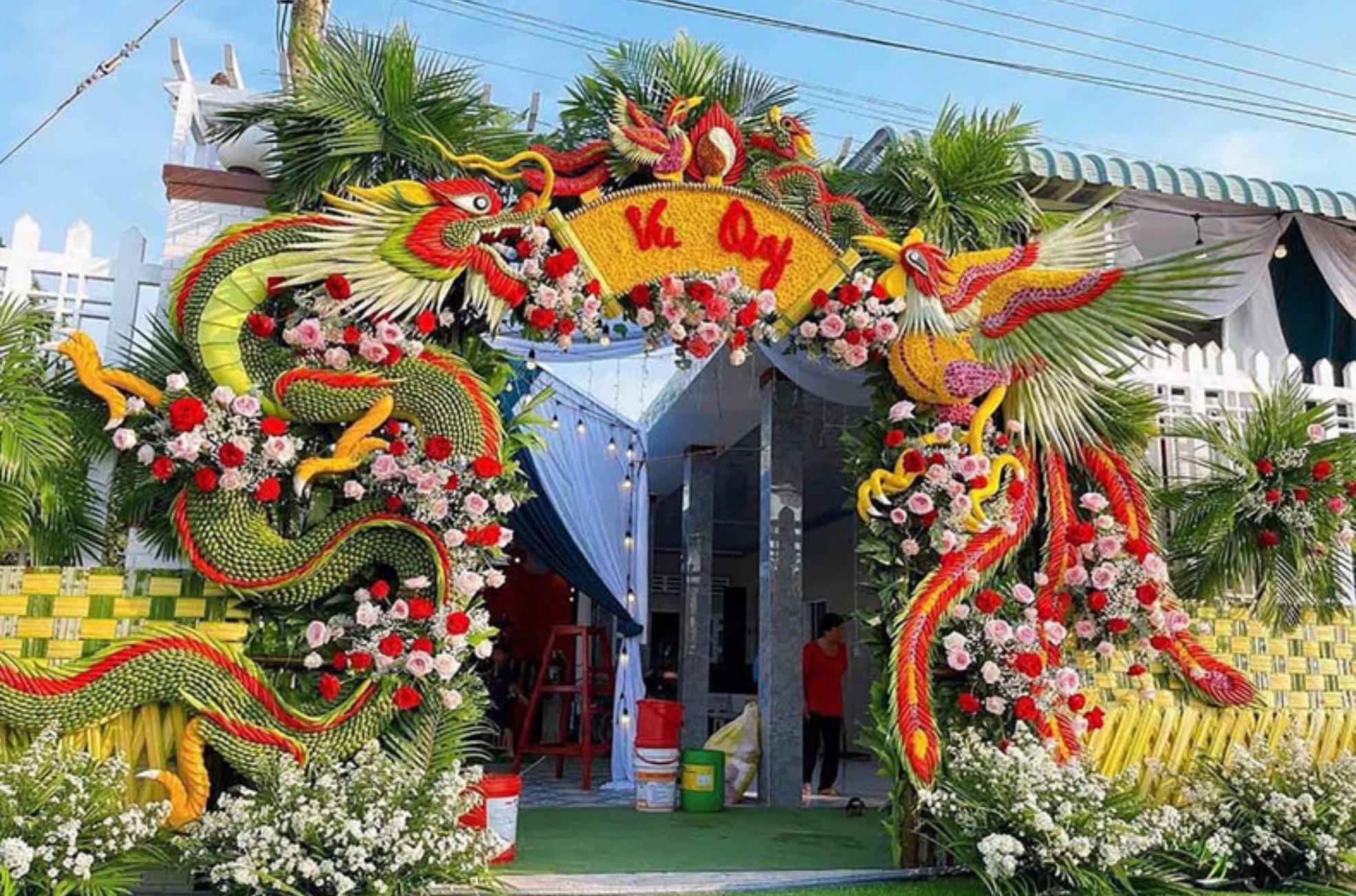 elegant wedding table decoration and catering setup